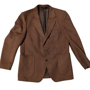 WWF By Farah Designer Suit Jacket Faux Suede Blazer Brown Eclectic Grandpa